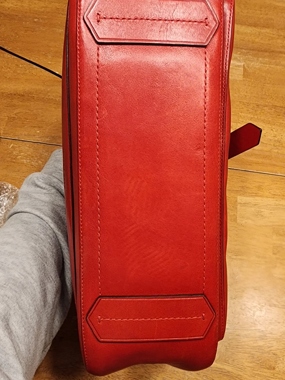 red leather Reed Krakoff Boxer tote bag distinctive front belt detail